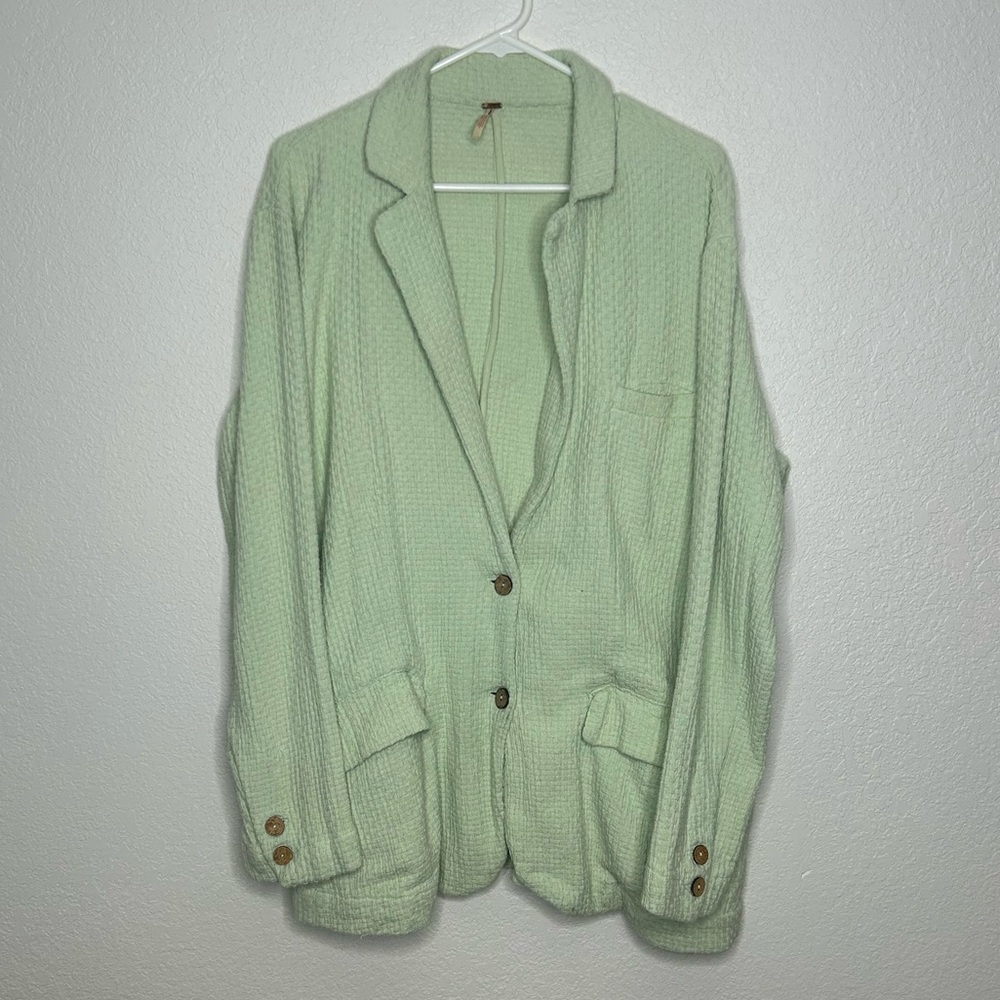 Free People Soft Mint Green Blazer Top